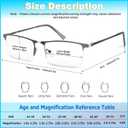 3 Pack Blue Light Blocking Reading Glasses for Men, Stylish Half Frame Metal Computer Readers, Lightweight Spring Hinge Eyeglasses Anti Eyestrain/Glare/UV (2PCS Black+1PCS Gray,+1.25)