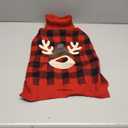 KYEESE Dog Christmas Sweater with Reindeer Pattern, Warm Winter Outfit, Turtleneck Dog Sweater for Small Dogs with Leash Hole, Red Buffalo Plaid Knitwear, Soft Cozy Pet Clothes for Christmas, X-Large