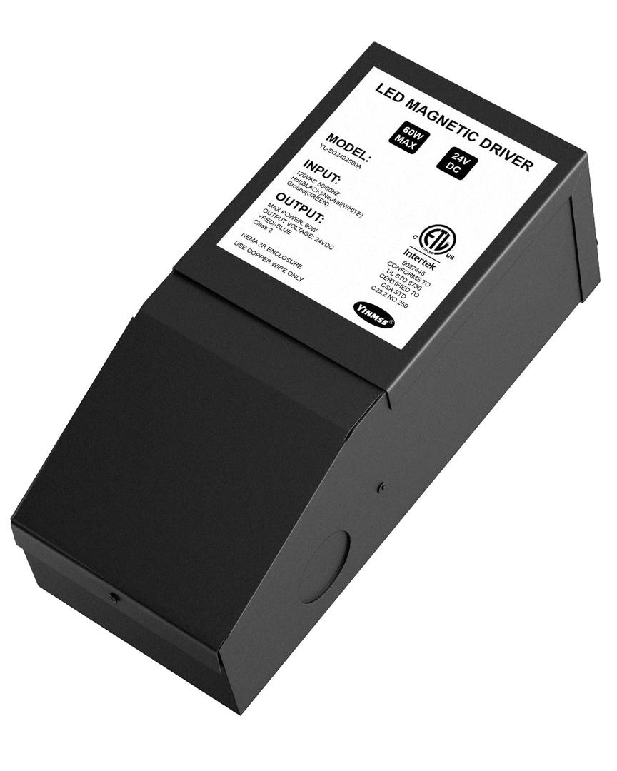 LED Driver 24V 60W Magnetic Dimmable LED Transformer,Magnetic Power Supply 120VAC to 24VDC,Compatible with Lutron and Leviton Dimmers, for LED Strip Lights, Kitchen, Cabinet, ETL Listed