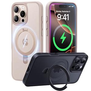 CASEKOO Ultra-Magnetic Stand for iPhone 16 Pro Max Case [Military Drop Protection] [Compatible with MagSafe] Shockproof Translucent Matte Slim Ring Holder Case for iPhone 16 ProMax 6.9", Gold