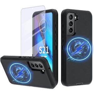 Galaxy S21 FE case,Samsung S21 FE 5g case S21 FE Heavy Duty case[ with Clip], [Shockproof] [Dropproof] [Dust-Proof], Compatible with Galaxy S21 FE/Galaxy S21 FE 5G (MAG- Black)