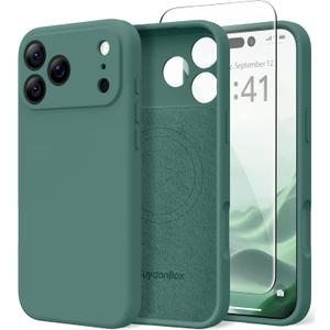 Magnetic for iPhone 17 Pro Case, Compatible with MagSafe, [Full Camera Protection][Screen Protector] Silicone Shockproof Protective Phone Case for iPhone 17 Pro 6.3", Midnight Green