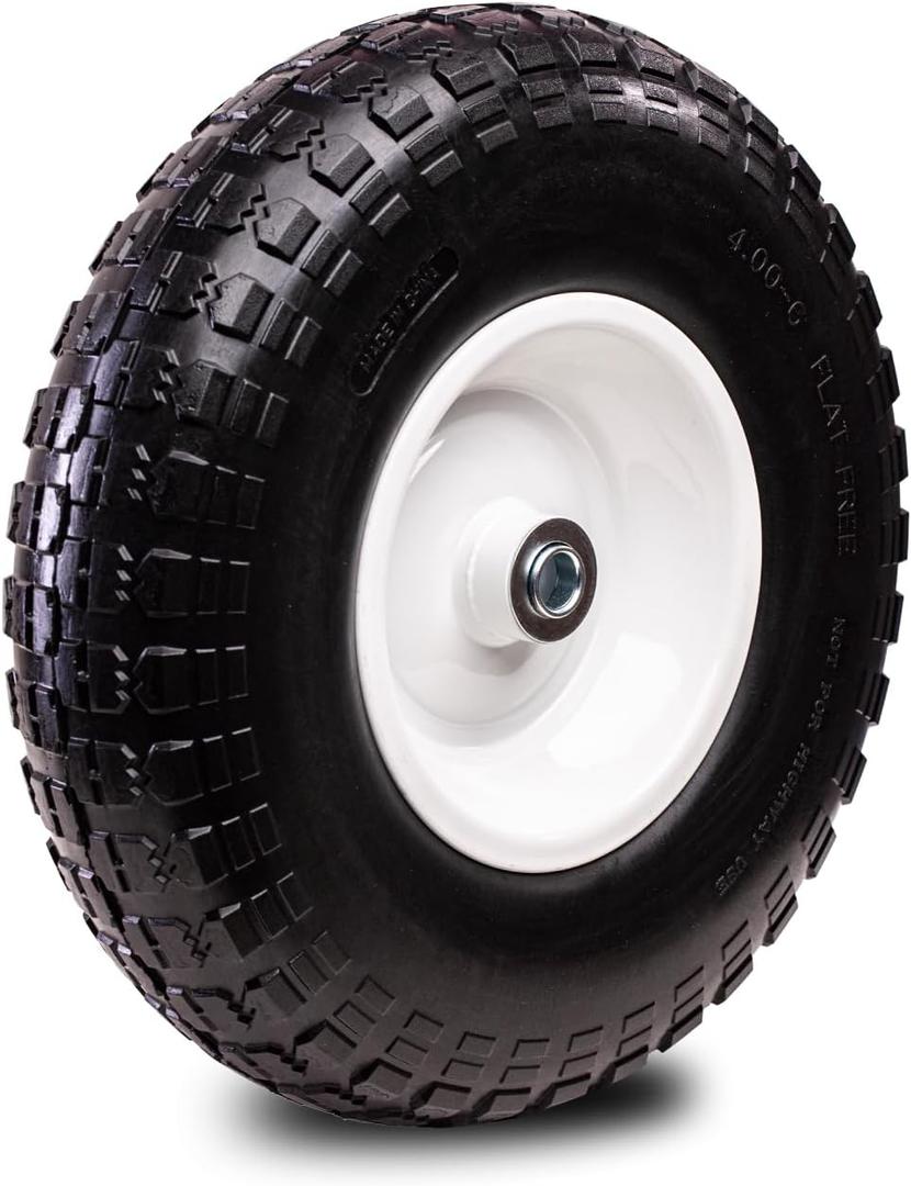 Taifa 13 Inch 1 Pack Solid Flat Free Replacement Tires and Wheels 4.00-6 with 5/8'' Axle Bore Hole, Air Less Wheel for Wheelbarrow/Wagon/Hand Truck/Trolley/Garden Scooter etc.