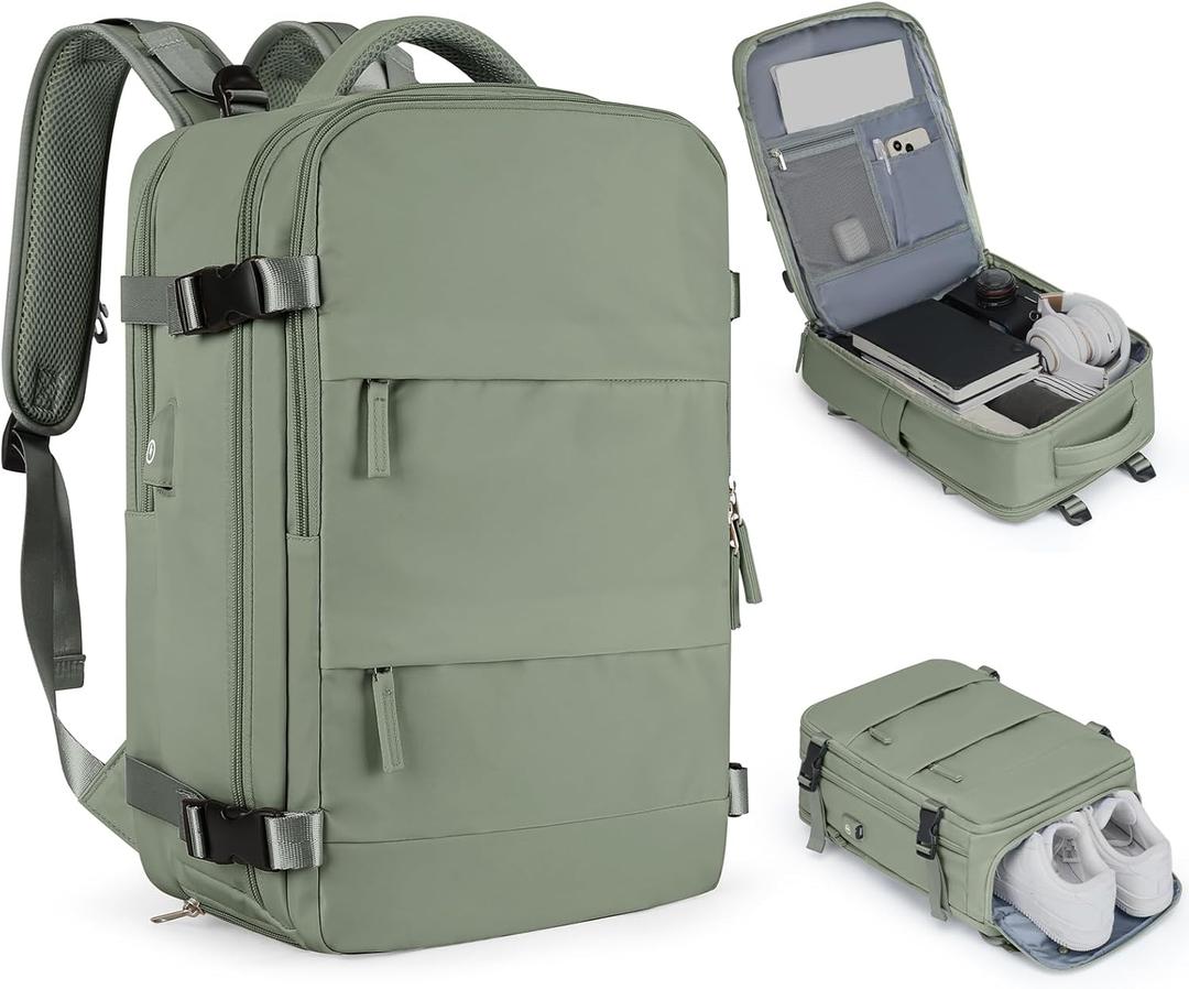 coofay Travel Backpack For Women Men Airline Approved Carry On Backpack Flight Approved Waterproof Sports Luggage Backpack Casual Daypack Small Hiking Backpack Grey Green (Standard)