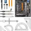 Mr. Pen Geometry Set with 6 Inch Swing Arm Protractor, Divider, Set Squares, Ruler, Compasses and Protractor, 15 Piece Set (Classic Slate)