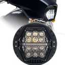 bamotop 120W 7'' Motorcycles LED Headlight With Whtie DRL Hi/Lo Beam Headlamp for Harley Davidson Touring Street Glide 2014-2023 [Plug And Play] (White DRL, 7 inch)