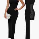 Popilush Long Dresses for Women - Tank Bodycon Maxi Dress with Zipper - Mother of The Groom Dresses L