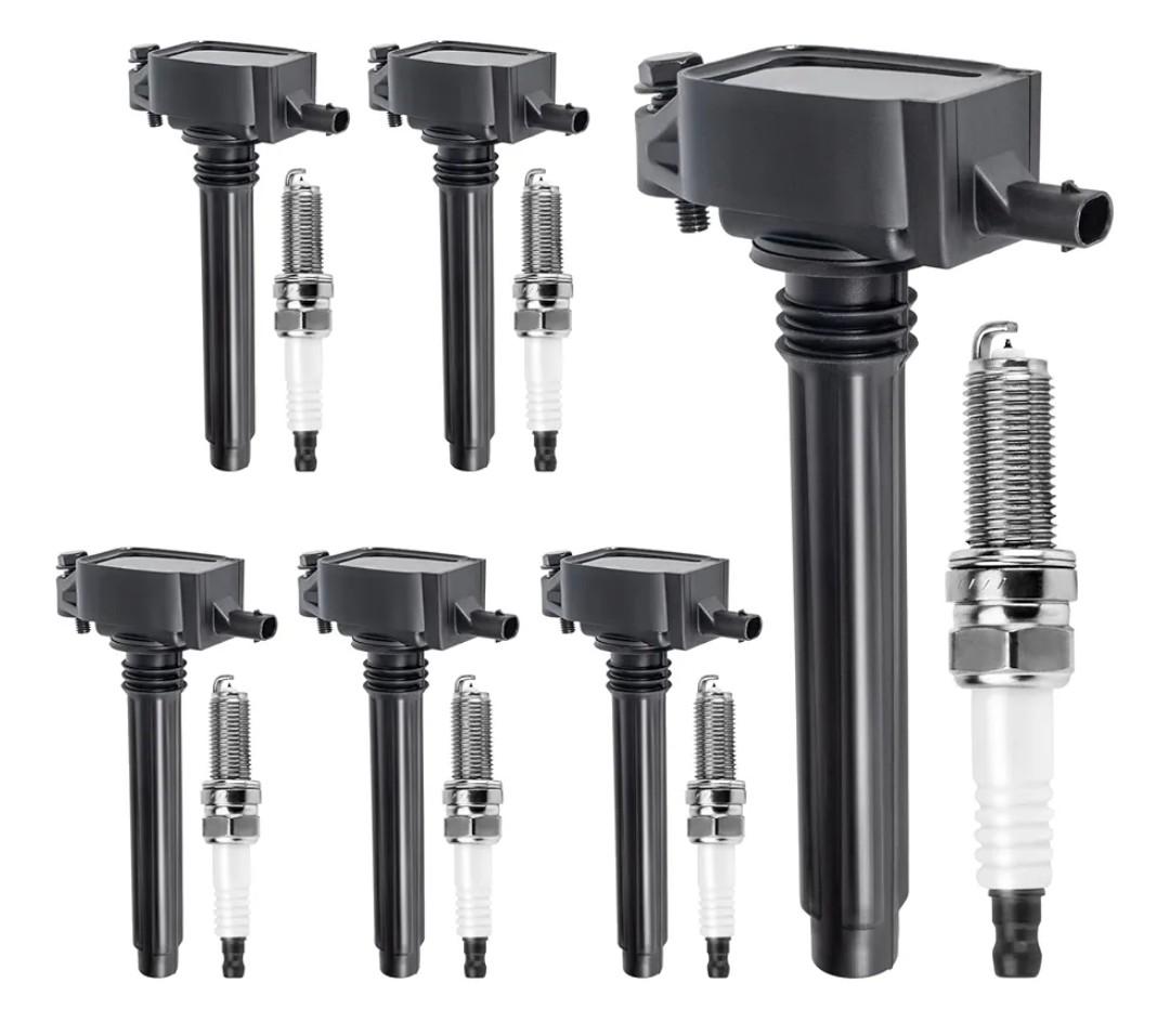 Ignition Coil Pack and Iridium Spark Plugs Set of 6 Compatible with Chrysler 200 300 Town & Jeep Grand Cherokee/Wrangler & Dodge Grand Caravan/Charger/Journey & Ram 1500/ProMaster 3.6L V6 UF648+97390