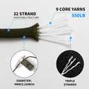 Paracord 550Lb,9 Strand Paracord Rope 328ft Parachute Cord for Outdoor Camping Hiking Survival,Army Green