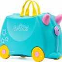 Trunki Ride-On Kids Suitcase | Tow-Along Toddler Luggage | Carry-On Cute Bag with Wheels | Kids Luggage and Airplane Travel Essentials: Una Unicorn Turquoise