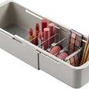 Li&Zhao Drawer Organizer- Adjustable Storage Bins with 5 Dividers, Gray Clear Drawer Organizer for Kitchen, Bedroom, and Office, Expandable clear organizer bins for Makeup, Utensils, and Gadgets