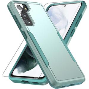 for Galaxy S21 FE 5G Case,with Screen Protector [Military Grade Drop Tested] Heavy-Duty Tough Rugged Shockproof Protective Case for Samsung Galaxy S21 FE 5G, Green