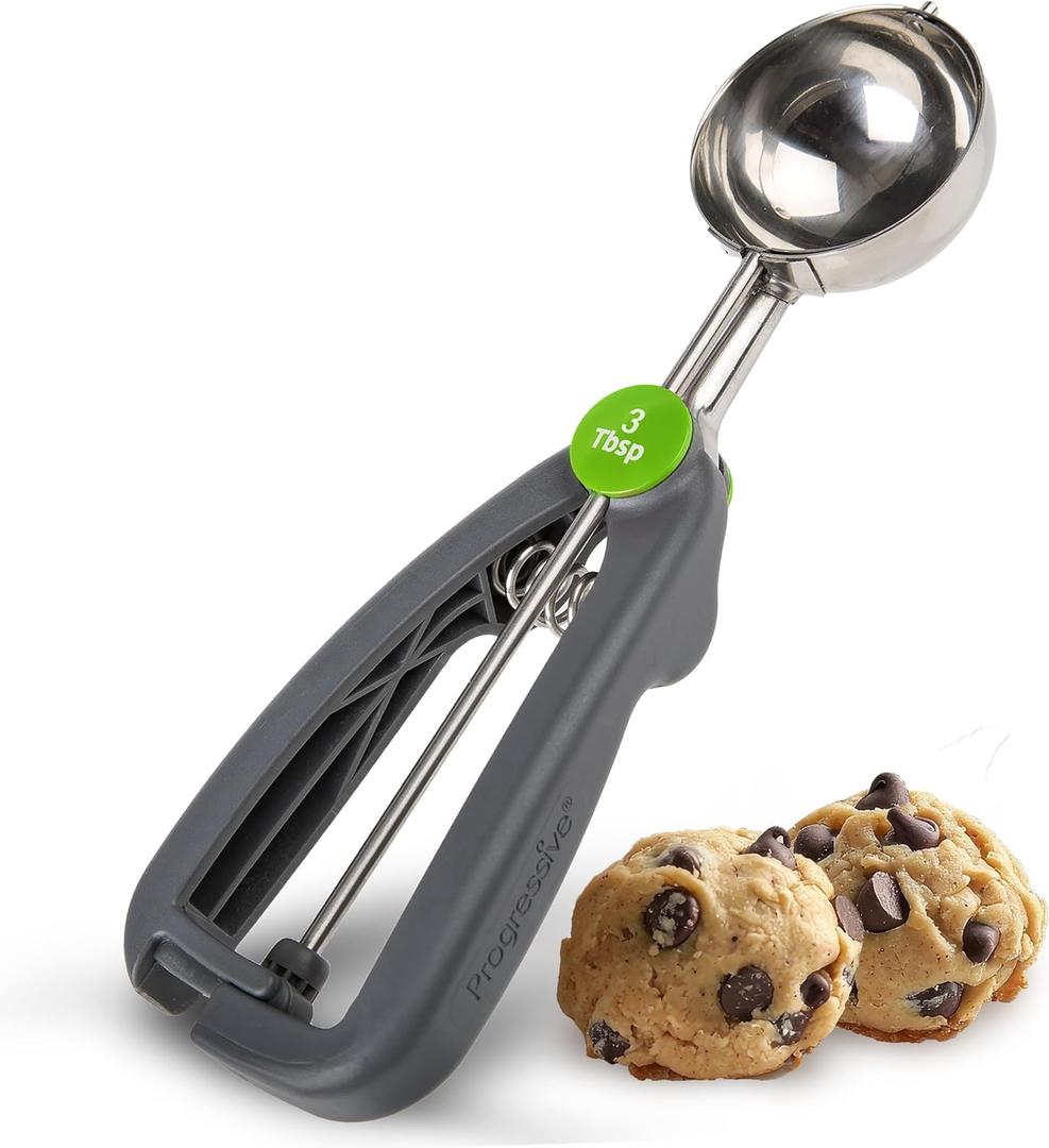 PrepSolutions Quick Release Cookie Scoop  3 Tbsp., Gray, Stainless Steel for Precise Portioning