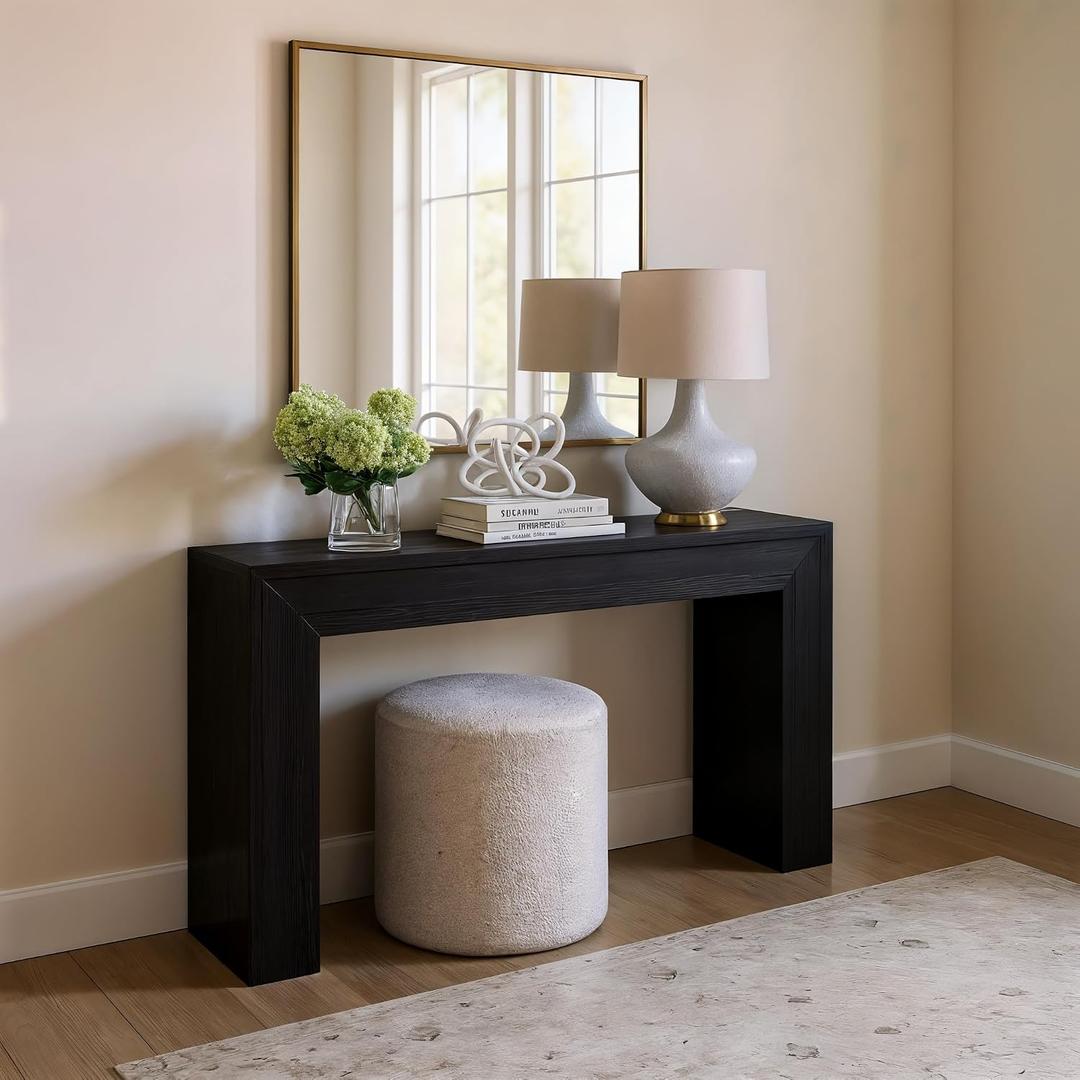 Plank+Beam Grand Console Table, 56 Inch, Black Wirebrush