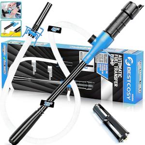 Portable Transfer Pump Battery Operated Electric Siphon Pump for Gas, Fuel, Diesel, Water Transfer 2.4 GPM Flow Oil Extractor, 47" Hose-Easy to Use Hand Fuel Pump, Multi-Use Siphon Transfer Pump(Blue) (1 Pack Blue)