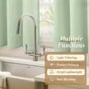 LAMIT Short Linen Curtains 40 Inch Length 2 Panels for Kitchen, Semi Sheer Light Filtering Panels Rod Pocket Neutral Privacy Protected Drapes for Basement/Window, 42 x 40 Inch, Light Green