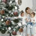 Velvet Christmas Ornaments Set,15 Pcs Christmas Decor Bolas Grandes De Navidad para Arbol Velvet Christmas Balls - Neutral Green Brown Neutral, 80mm 3.15 inch