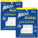 Mack's Pillow Soft Silicone Earplugs, Value Pack - The Original Moldable Silicone Putty Ear Plugs for Sleeping, Snoring, Swimming, Travel, Concerts and Studying, 6 Pair (Pack of 1)