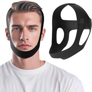 Anti Snore Chin Strap for CPAP Users, Snore Stopper Adjustable, Chin Strap for Sleeping Comfortable Stop Snoring Solution, Anti Snoring Devices Breathable and Reusable, Black, M