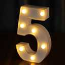 Light Up Numbers, Led Letter Lights 10 Number, Decorative Lighted Letters, Battery Powered Led Marquee Numbers for Party, Bar, Night Light, Home Decor(Number 5)