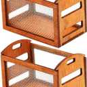 Yardwe Miniature Wooden Basket Dollhouse Accessories Hollow Wire Frame Storage Model 1.25 Inch for Dollhouse D Cor and Display, 3.2x4.5x2.7cm