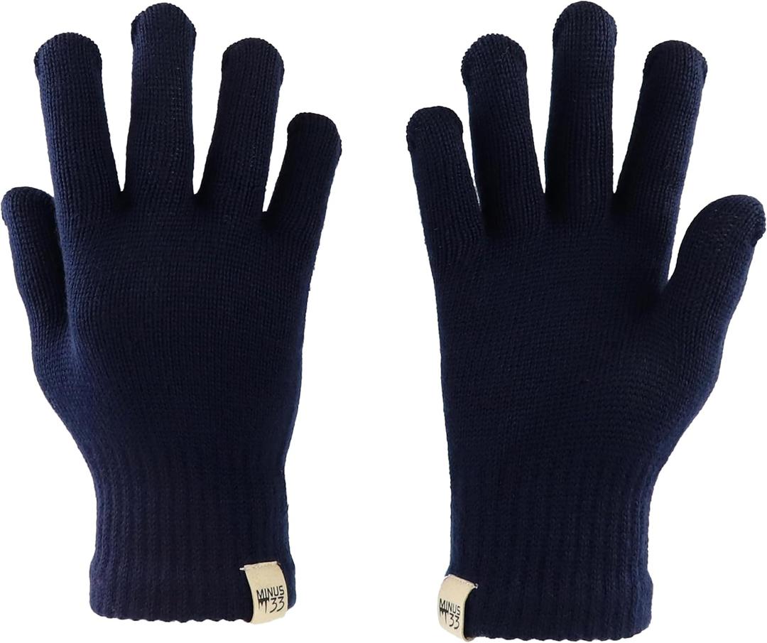 Merino Wool Glove Liner - Warm Base Layer - Ski Liner Glove - 3 Season Wear - Multiple Colors and Sizes - Navy Blue - Medium