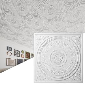 Art3d 24-Pack Drop Ceiling Tiles 2x2 FT, Decorative Easy Install PVC Ceiling Panels for Interior Kitchen Bathroom Basement, 24x24 Inch, White