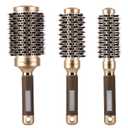 3 Pcs Boar Bristle Round Brush for Blow Drying, Nano Thermal Ceramic and Ionic Tech Hair Brush for Curling and Straightening - LargeMedium and Small Round Brushes
