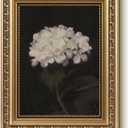 Bzstyleart Gold Framed Vintage Wall Art for Living Room, Hydrangea Flowers Wall Decor Painting, Flowers Painting Canvas Prints Bedroom, Vintage Home Decor Aesthetic Kitchen, 8 x 10 Inch