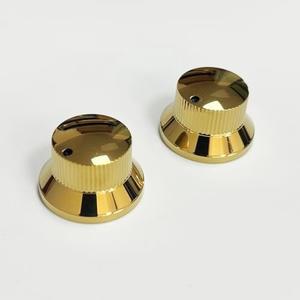 OVSAL 2PCS Electric Bass Guitar Metal Knobs Guitar Control Knobs Volume and Tone Replacement for Strat Stratcaster Tele Telecaster Jazz Gibson（ Vacuum Gold）