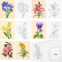 COCHIE 6 Pack 8x10 Inches Flower Pre Drawn Canvas to Paint for Sip and Paint Party, Pre Printed Framed Canvases Set, Floral Tulip Violet Pre Sketched Canvas for Painting for Adults Kids