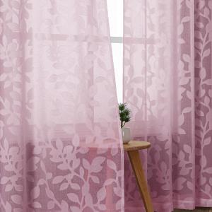 OVZME Blush Pink Sheer Curtains 84 inches Long 2 Panels for Living Room, Jacquard Clip Leaf Pattern Textured Light Filtering Window Semi Sheer Voile Drapes for Bedroom, Each Panel 42 x 84 Inch