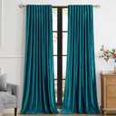 PRIMROSE Teal Velvet Curtains 90 inch Long for Living Room,Set of 2 Panels Blackout Rod Pocket Back Tab Window Treatment Room Darkening Heavy Decorative Curtains Drapes for Bedroom