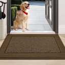 BEQHAUSE Indoor Door Mat 24" x 36", Dirt Trapper Door Mats Non-Slip Entryway Rugs Washable, Resist Dirt Absorbent Welcome Mat, Low Profile Floor Mats for Front Back Door and Entryway, Brown