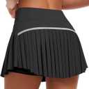 JoyGirl Womens Pleated Tennis Skirt High Waist Golf Skort | Built-in Shorts with Pockets, Mini Athletic Skirt, Breathable, for Tennis Golf Pickleball Workout (Black), Large