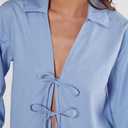 Nasty Gal Womens Cotton Tie Front Collared Wide Cuff Shirt