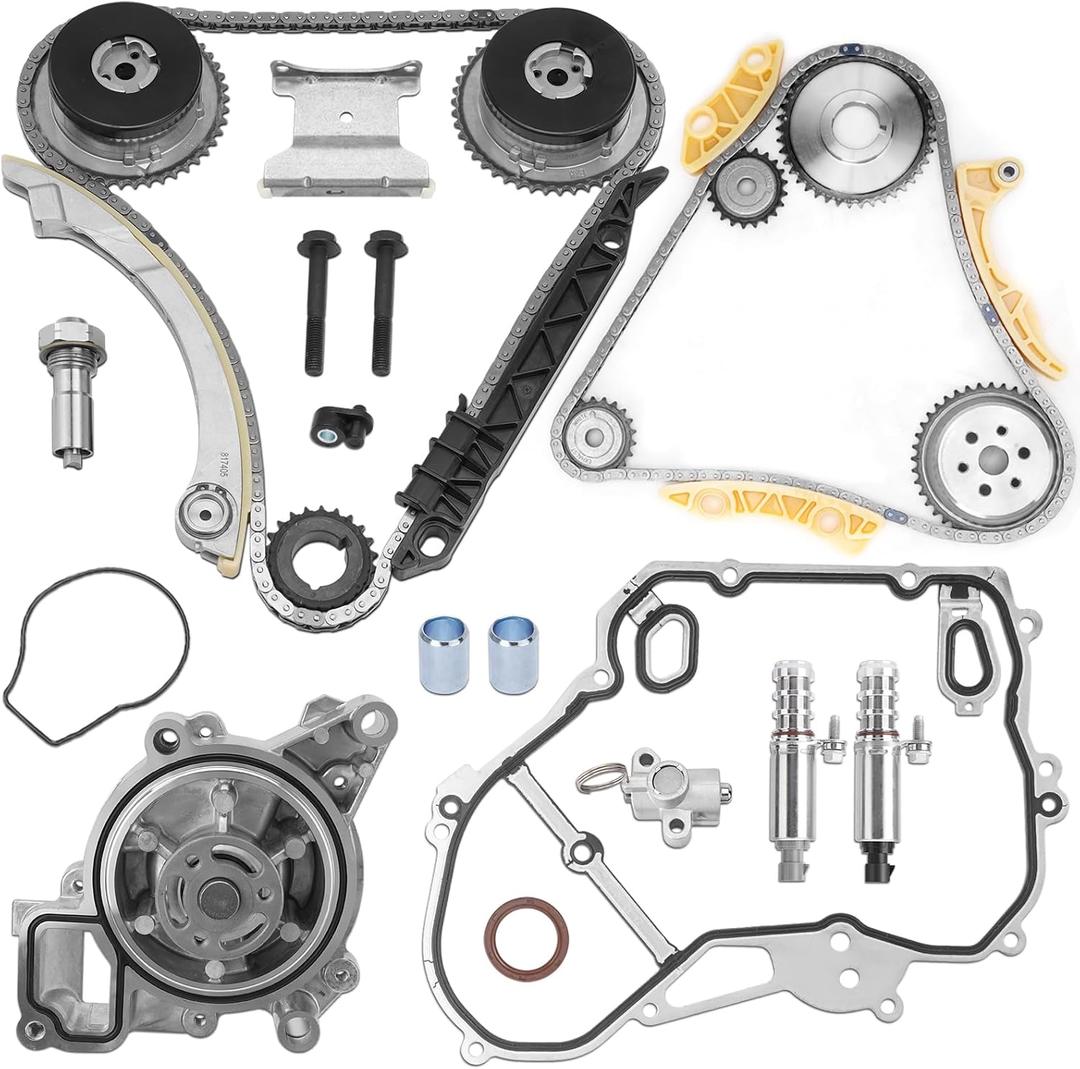 Timing Chain Kit Water Pump VCT Solenoid Actuator Gear Compatible with 2009-2017 Chevy Equinox/Malibu GMC Terrain Buick Regal/Verano 2.2L/2.4L Ecotec, Replace 9-4201S