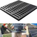 Cast Iron Drain Grate, 24 * 24in Heavy Duty Outdoor Drain Cover, B125 Class Channel Grate, Metal Sewer Grate, Black Square Drainage Grate for Concrete Floor, Yard, Driveway & Garage.