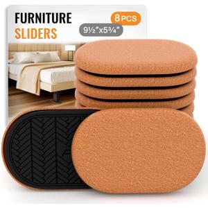 Furniture Sliders for Hardwood Floors Felt-8 Pack 9-1/2" Oval Reusable Furniture Slider with Extra Thick Design - Heavy-Duty Furniture Movers - Felt Sliders Effortless Moving