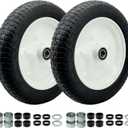 2-Pack 3.50-10 Solid Rubber Tire and Wheel Assembly16Wheelbarrow Tire with Rim and Tube,4.3-7.6 Centered Hub with 1extra 3/4and 5/8 Bearing,Wheelbarrow, Garden Cart, Wagon, Dolly Replacement.
