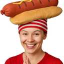 ArtCreativity Funny Hot Dog Hat, Fun Fast Food Hotdog Hat for Adults, Soft Plush Costume Accessory, Pizza Party Supplies Decorations, One Size Fits Most for Halloween