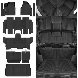 Naibeve Floor Mats for 2017-2026 Chrysler Pacifica Gas 7 Seats | All Weather Floor Mats, Cargo Mat, Backrest Mats, Door Sill Guards, Not for Pinnacle/Hybrid, 2nd Row Bucket Seats accessories