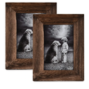 4x6 Picture Frame Set of 2, Natural Solid Wood Distressed Photo Frame, Display On Tabletop And Wall, High Definition Real Glass, Carbonized Black (2 pack)