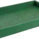 Modern Elegant 17.5"x12" Rectangle Emerald Green Shagreen Faux Leather Decorative Tray Ottoman Coffee Table Perfume Living Room Kitchen Serving Tray with Gold Polished Metal Handles for All Occasion's
