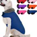 MIGOHI Warm Dog Winter Coat - Winter Dog Jacket, Reflective Windproof Fleece Vest with Leash Hole and Furry Collar (Large, Blue)