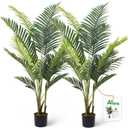Aveyas 5ft Artificial Palm Tree for Home Decor, 5 Feet Faux Plant Fake Silk Tropical Kentia Areca Trees with Pot for Indoor Outdoor House Living Room Office Porch Garden (5 ft Tall) - Set of 2 Pack (Palm Tree - 2 Pack (5ft))