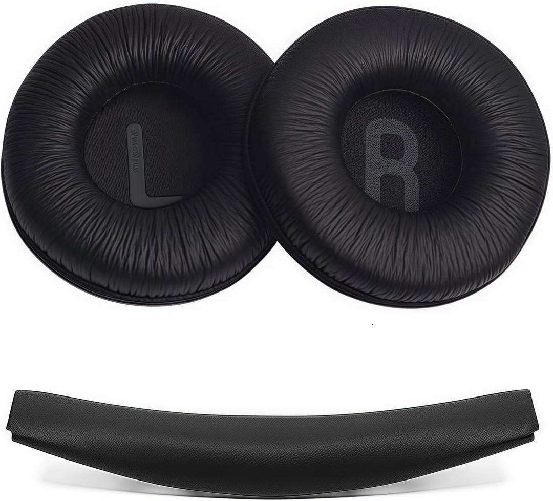 Earpads Cushions and Headband Pad Replacement for JBL T450 BT, T500 BT, Tune 600, 510BT, JR300 Headset, Comfortable Softer Leather Memory Foam Noise Isolation Ear Cups Cover, Black