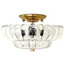 Ceiling Lights Semi Flush Mount Ceiling Light White Glass Light Gold Base Modern Light Fixture for Hallway Living Room Kitchen Bedroom 3 Bulbs(Bulb Not Included)