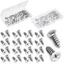 100 Pieces #8 White Screws Wall Plate Screws Painted Antique White Coated Stainless Flat Head Self-Tapping Screw for Wall Plates Switch Covers Replacement Outlet Light Switch Plate (32 x 0.5 Inch)