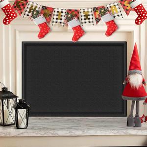 CADARA Fireplace Blocker Blanket Stops Heat Loss, Magnetic Fireplace Draft Stopper, Indoor Fire Place Draft Cover with Hook and Loop Tapes, Cold Air Blocker Save Energy, Black 39" W x 36" H